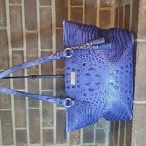Brahmin Bags Brahmin Blue Exotic Leather Medium Tote Handbag Purse